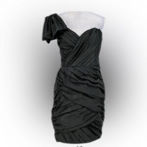 Tracy Reese NY Plenty Frock Dress Women’s Size 0 Black Bow one Shoulder